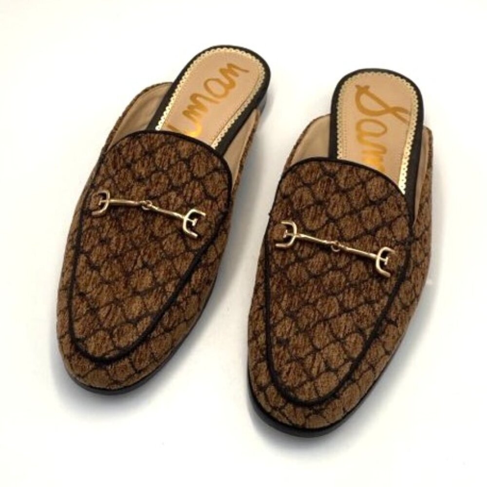 Sam Edelman Women’s Linnie Bit Mules Sz 6 Brown Chenille Neutral Classic Career